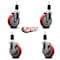 Service Caster 5'' Red Poly Wheel Swivel 1-1/2'' Expanding Stem Caster Set 2 Brakes, 4PK SCC-EX20S514-PPUB-RED-2-TLB-2-112 - alternate 5